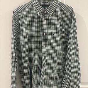Nautica Men's Classic Black and White Plaid Shirt